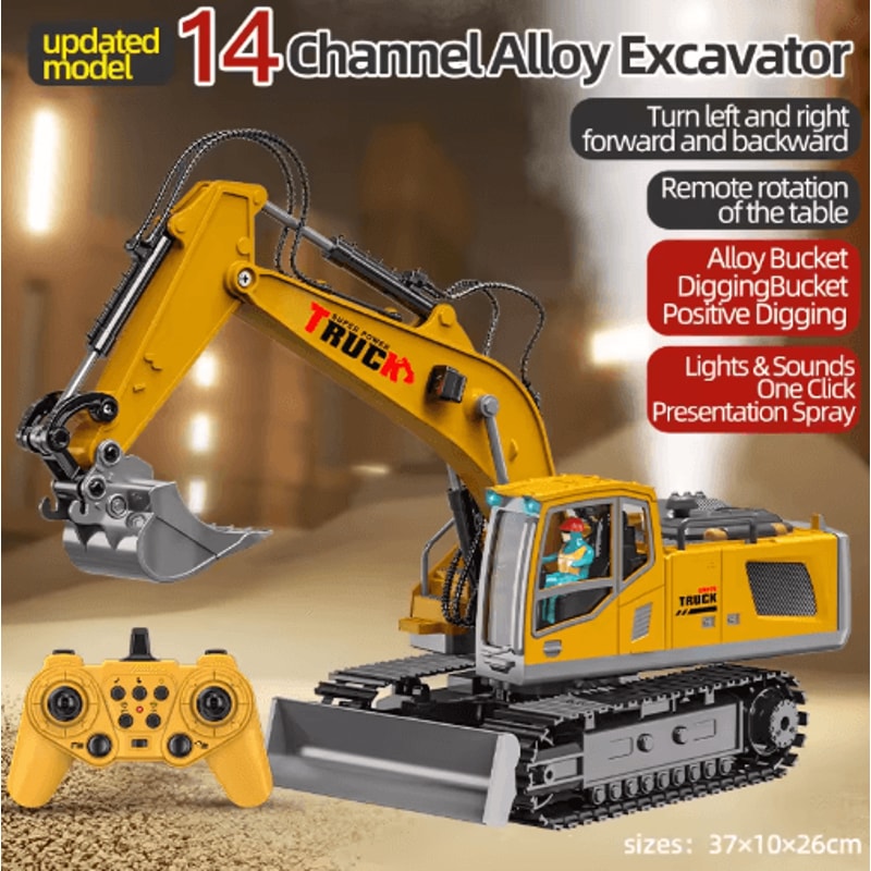 Alloy RC Excavator Toy Car Electric Engineering Vehicle With Lights Sound 1