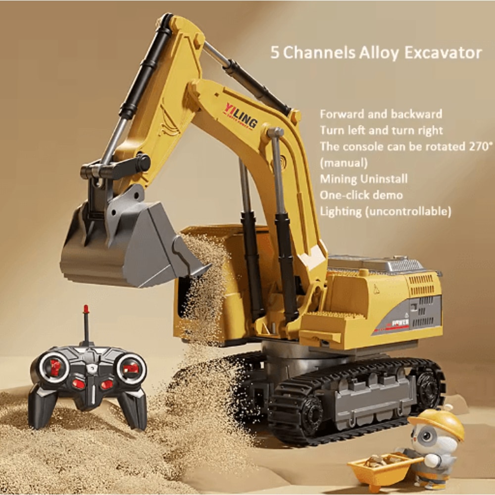 Alloy RC Excavator Toy Car Electric Engineering Vehicle With Lights Sound 10