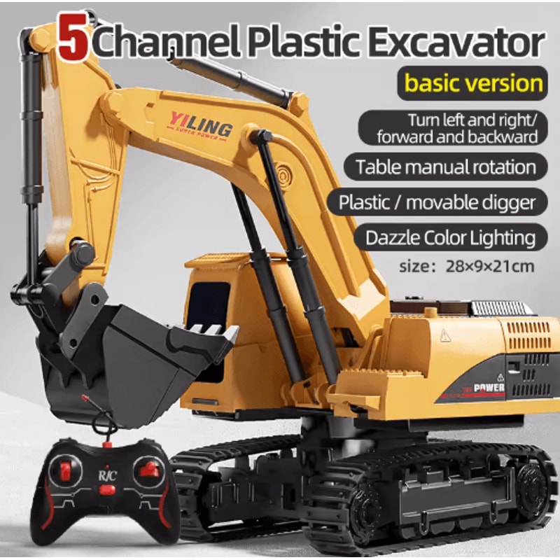 Alloy RC Excavator Toy Car Electric Engineering Vehicle With Lights Sound 3