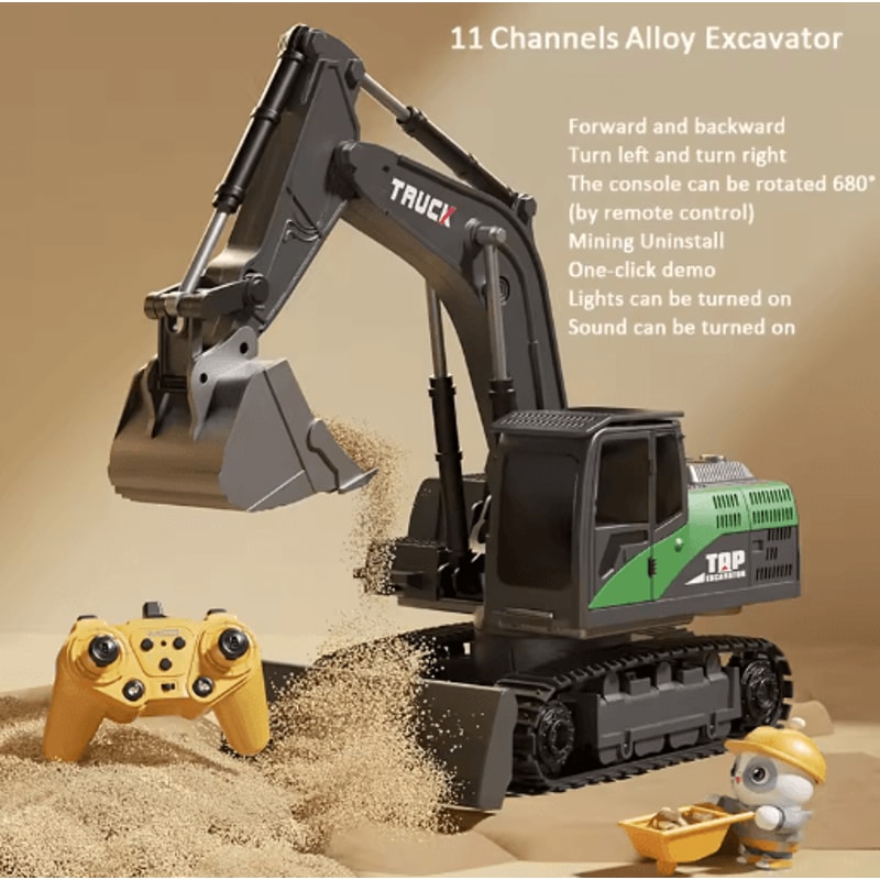 Alloy RC Excavator Toy Car Electric Engineering Vehicle With Lights Sound 4