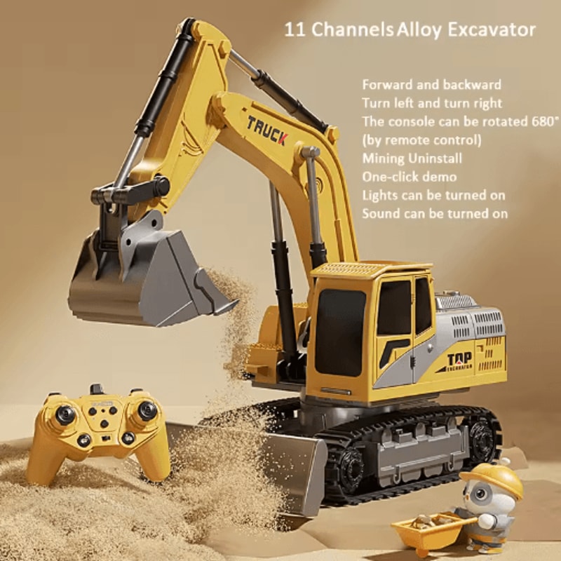 Alloy RC Excavator Toy Car Electric Engineering Vehicle With Lights Sound 5