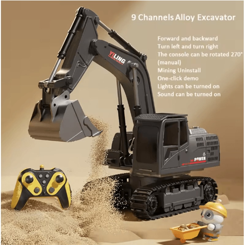Alloy RC Excavator Toy Car Electric Engineering Vehicle With Lights Sound 6