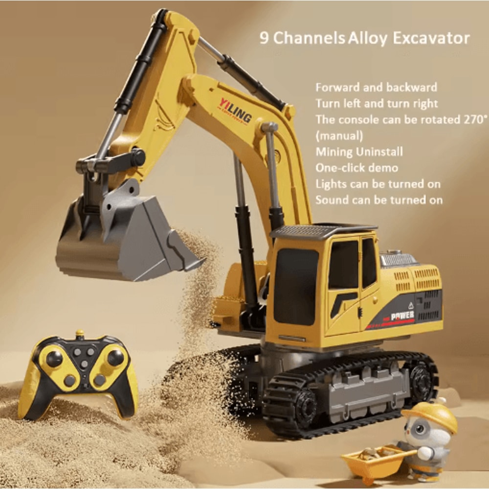 Alloy RC Excavator Toy Car Electric Engineering Vehicle With Lights Sound 7