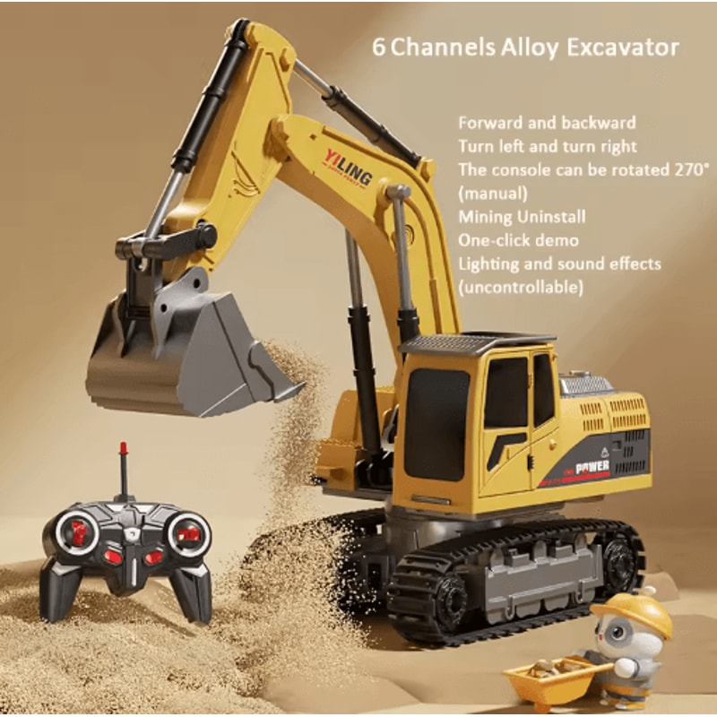 Alloy RC Excavator Toy Car Electric Engineering Vehicle With Lights Sound 8