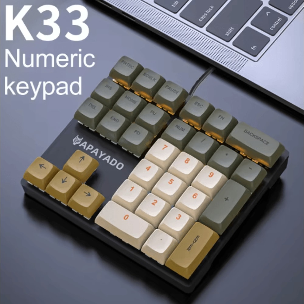 APAYADO K33 Mini Numeric Keyboard 33 Key RGB Mechanical Keypad For Finance Accounting 5