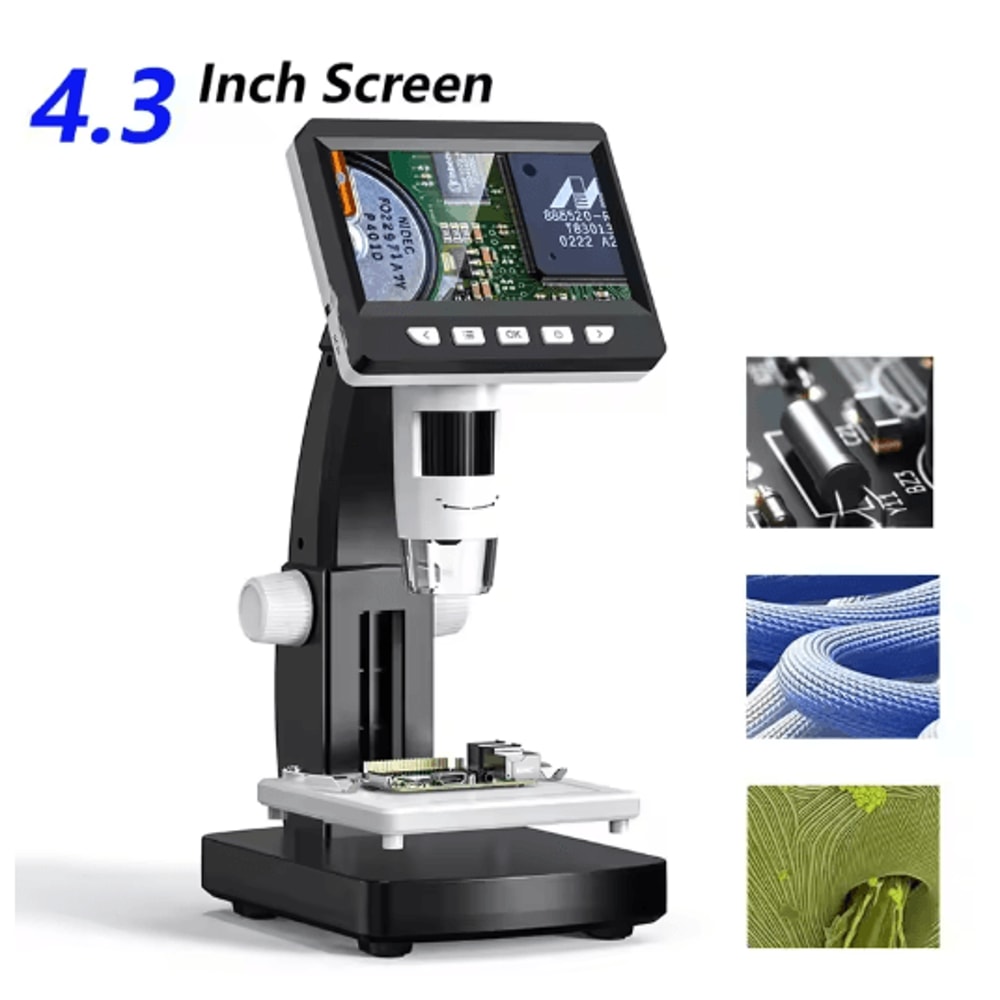 1000X LCD Digital Microscope 43 1080P USB Video Microscope With 8 LED Lights 0