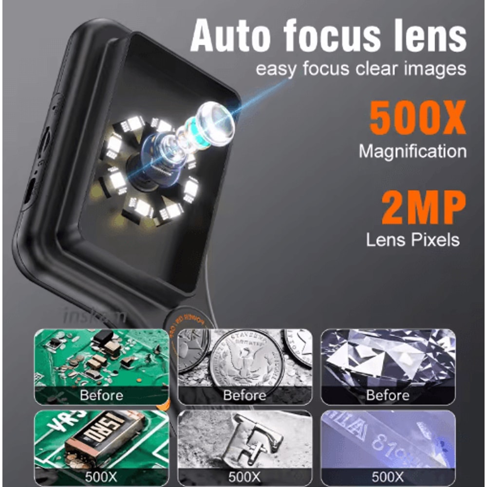 Handheld Digital Microscope 500X 30 IPS Color Screen Autofocus Video Microscope 4