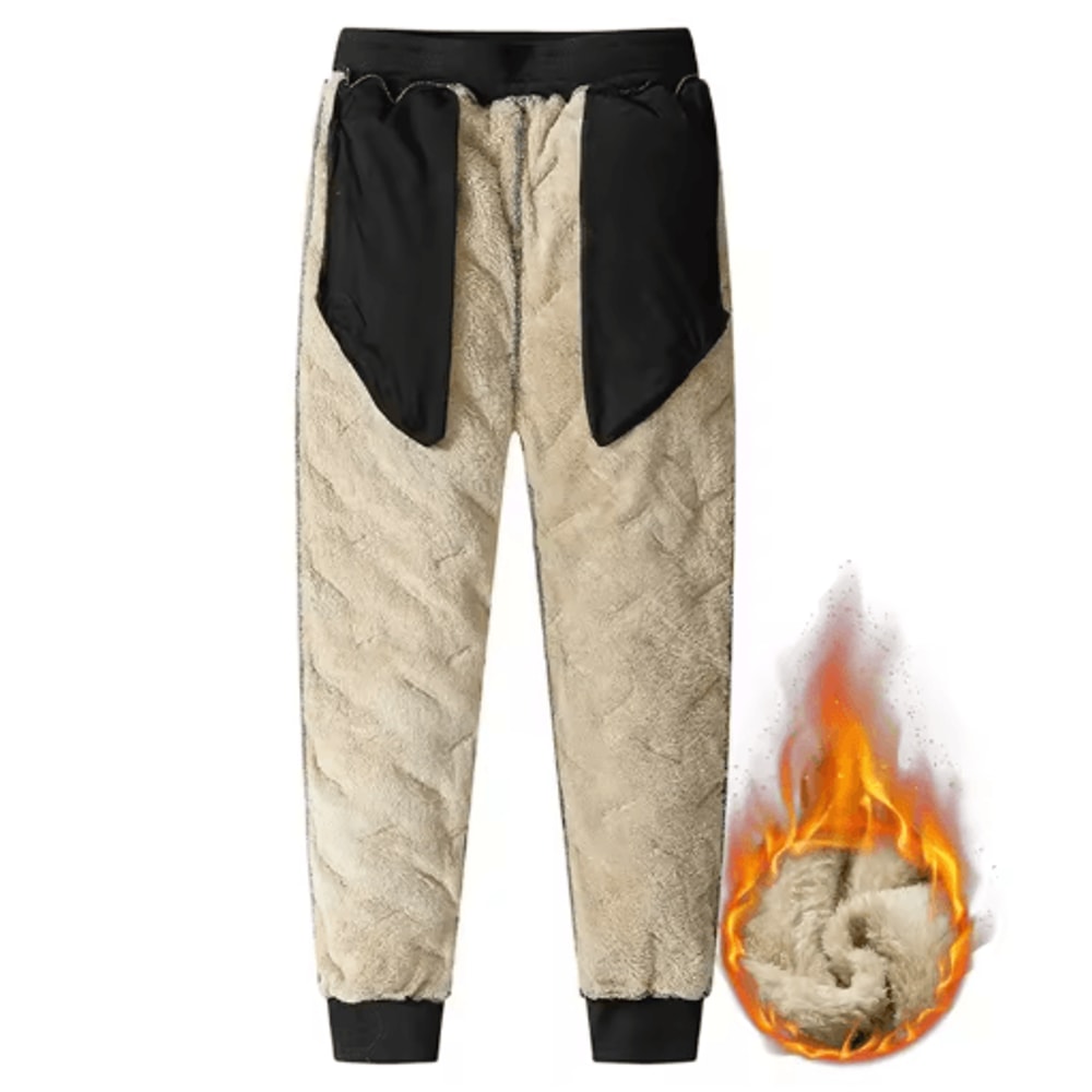 Mens Winter Plush Fleece Sweatpants Lambswool Thermal Waterproof Casual Pants 5
