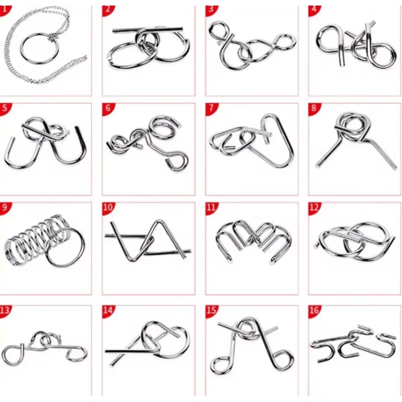 Stainless Steel Chinese Ring Puzzle IQ Brain Teaser For Logical Thinking Skill Development 10