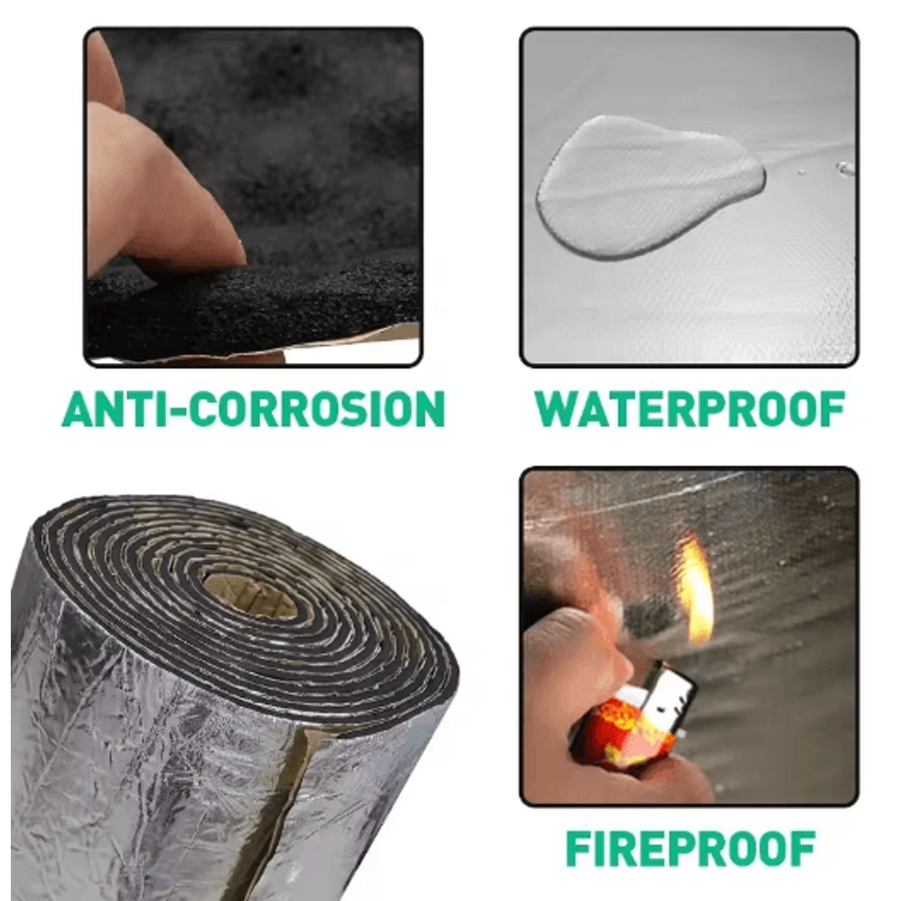 Automotive Thermal Acoustic Insulation Mat Aluminum Foil Heat Sound Deadening Cotton 5mm 10mm 6