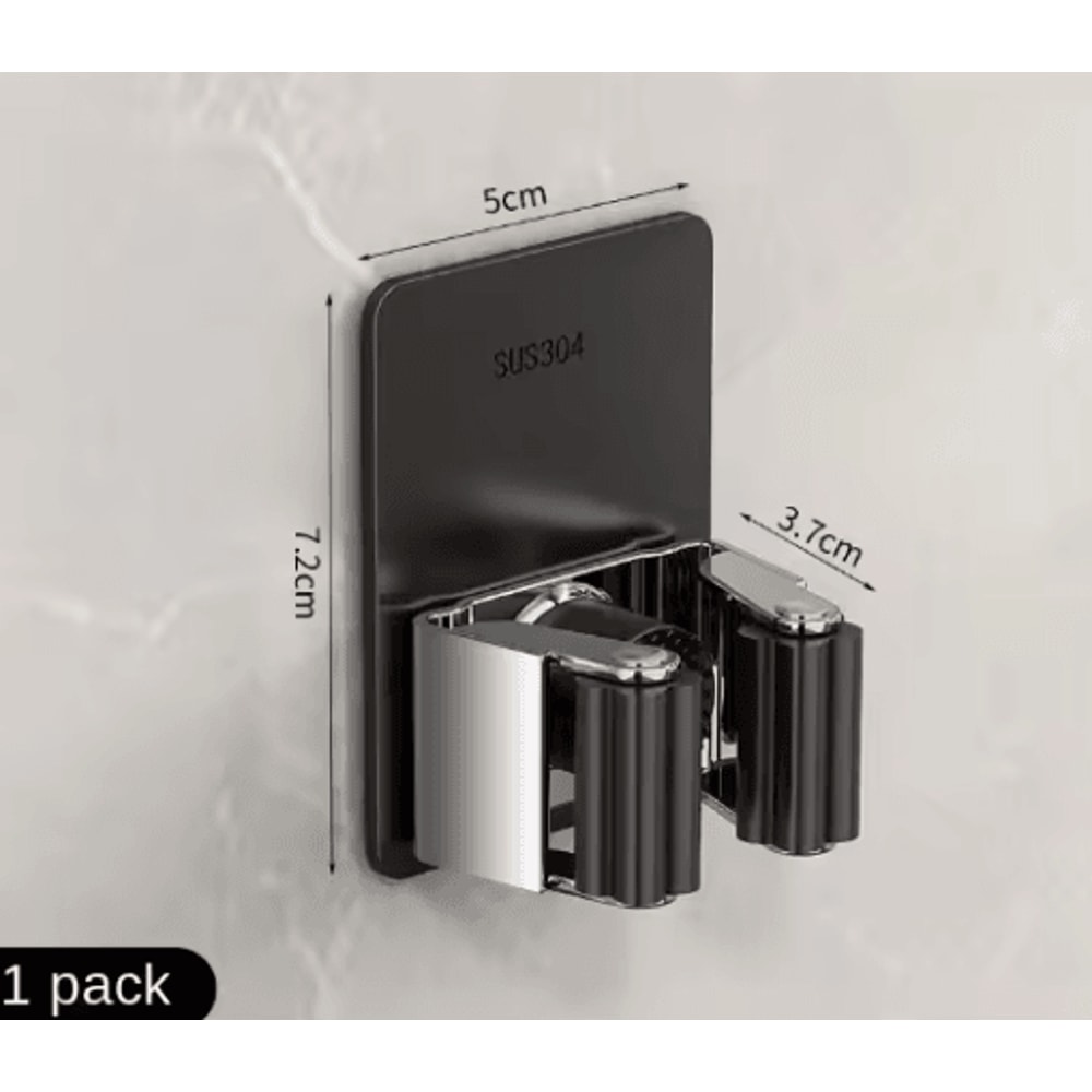 Non Perforated Stainless Steel Mop Holder Wall Mounted Broom Mop Clamp Hook 3