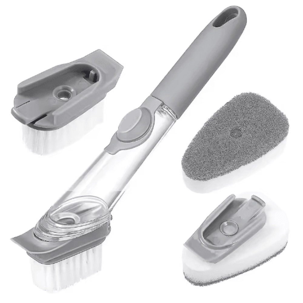 No Scratch Dishwand Set Soap Dispensing Dishwashing Brush Sponge Cleaner 12