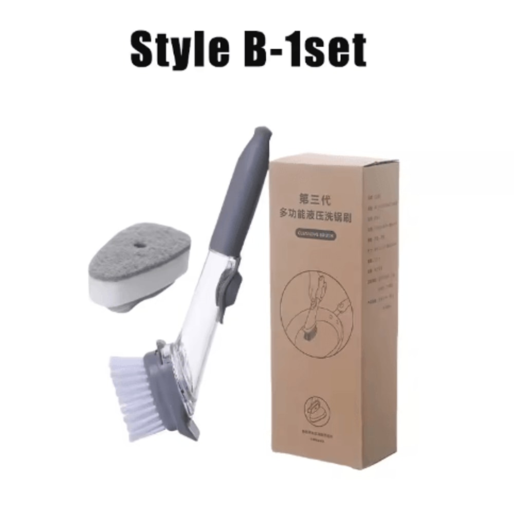 No Scratch Dishwand Set Soap Dispensing Dishwashing Brush Sponge Cleaner 6