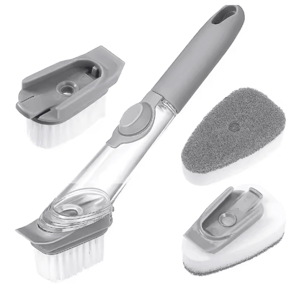 No Scratch Dishwand Set Soap Dispensing Dishwashing Brush Sponge Cleaner 9