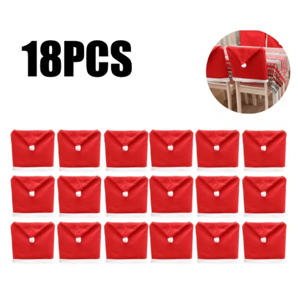 Red Santa Hat Christmas Chair Covers Stretchable Dining Chair Slipcovers For Holiday Decor 1