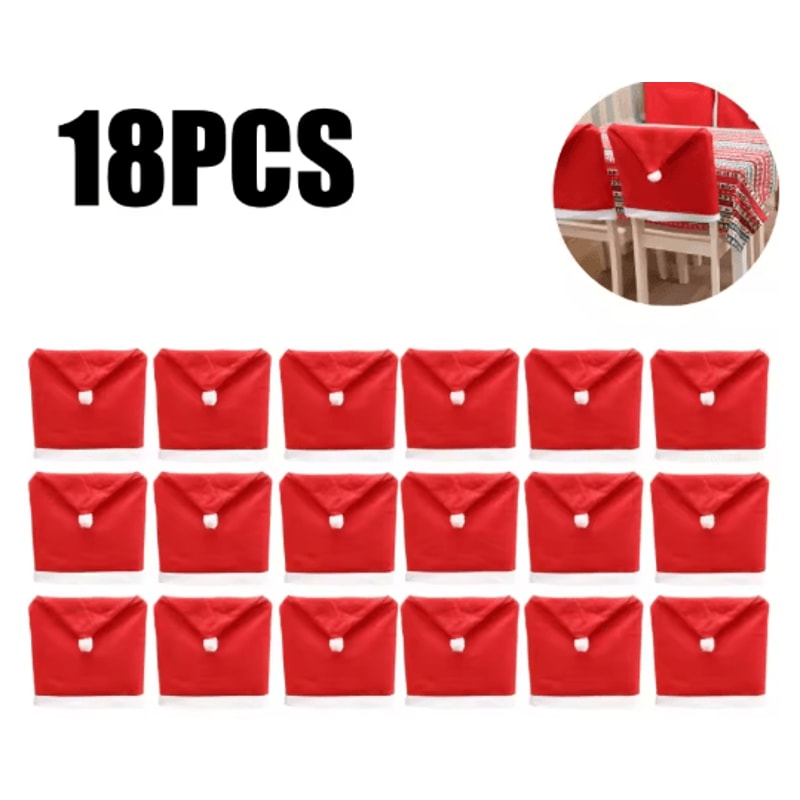 Red Santa Hat Christmas Chair Covers Stretchable Dining Chair Slipcovers For Holiday Decor 1