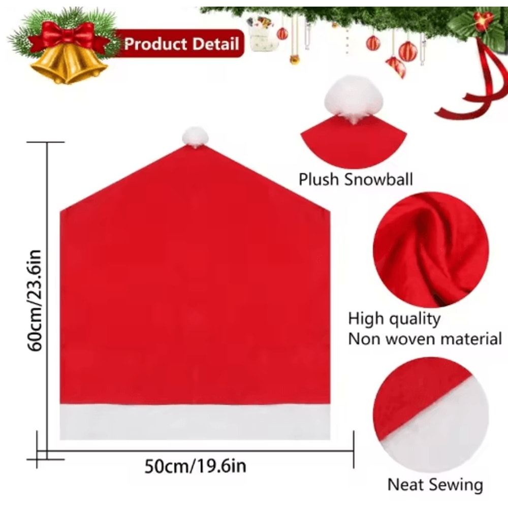 Red Santa Hat Christmas Chair Covers Stretchable Dining Chair Slipcovers For Holiday Decor 11