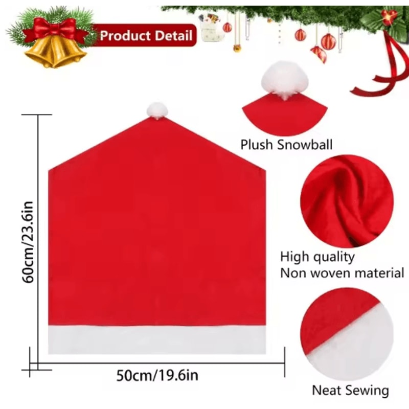 Red Santa Hat Christmas Chair Covers Stretchable Dining Chair Slipcovers For Holiday Decor 11