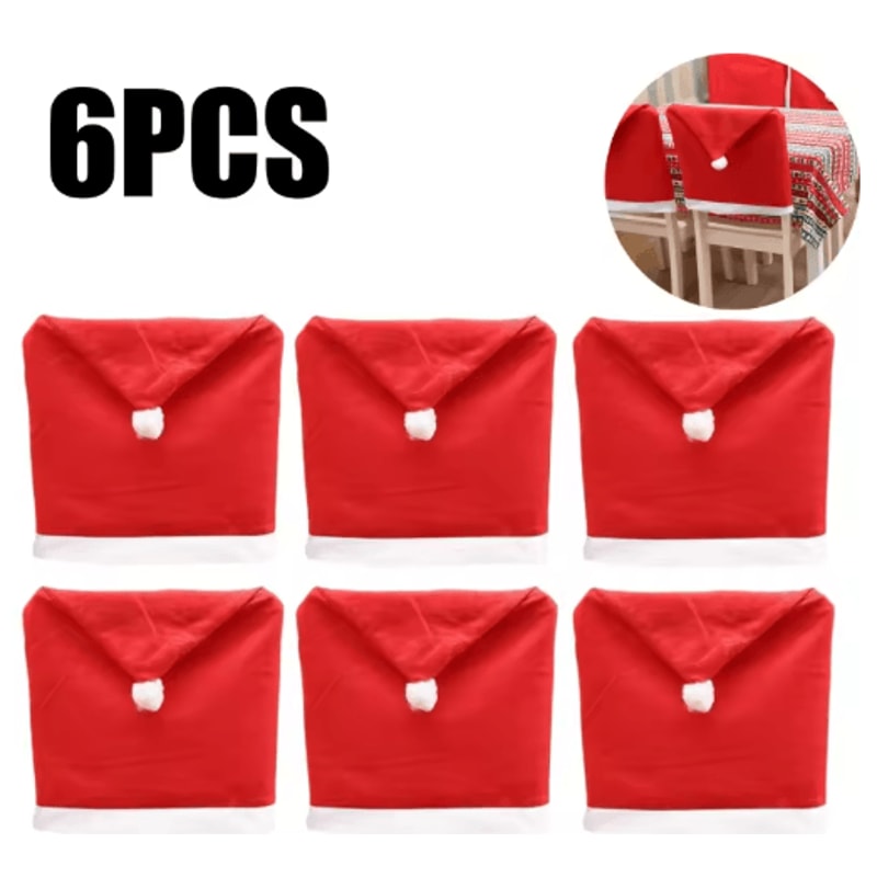 Red Santa Hat Christmas Chair Covers Stretchable Dining Chair Slipcovers For Holiday Decor 3