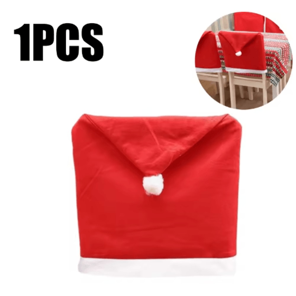 Red Santa Hat Christmas Chair Covers Stretchable Dining Chair Slipcovers For Holiday Decor 6