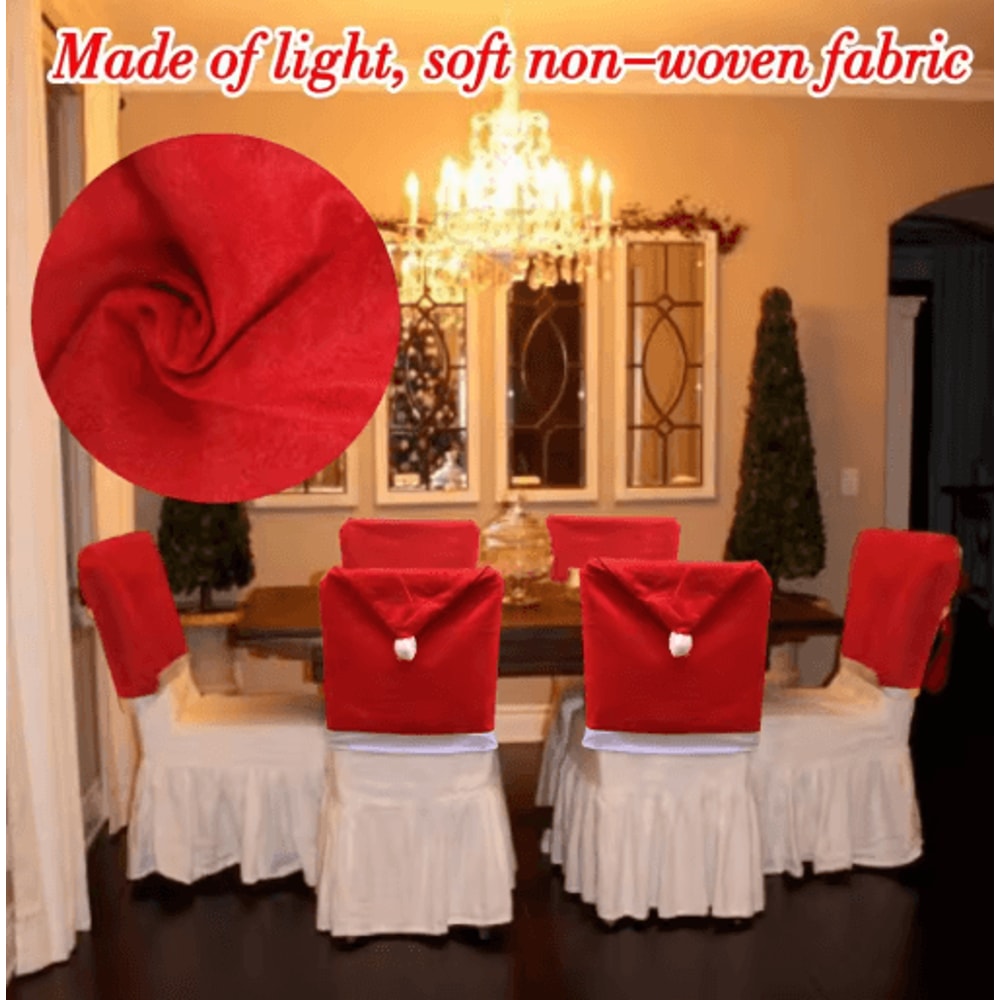 Red Santa Hat Christmas Chair Covers Stretchable Dining Chair Slipcovers For Holiday Decor 9