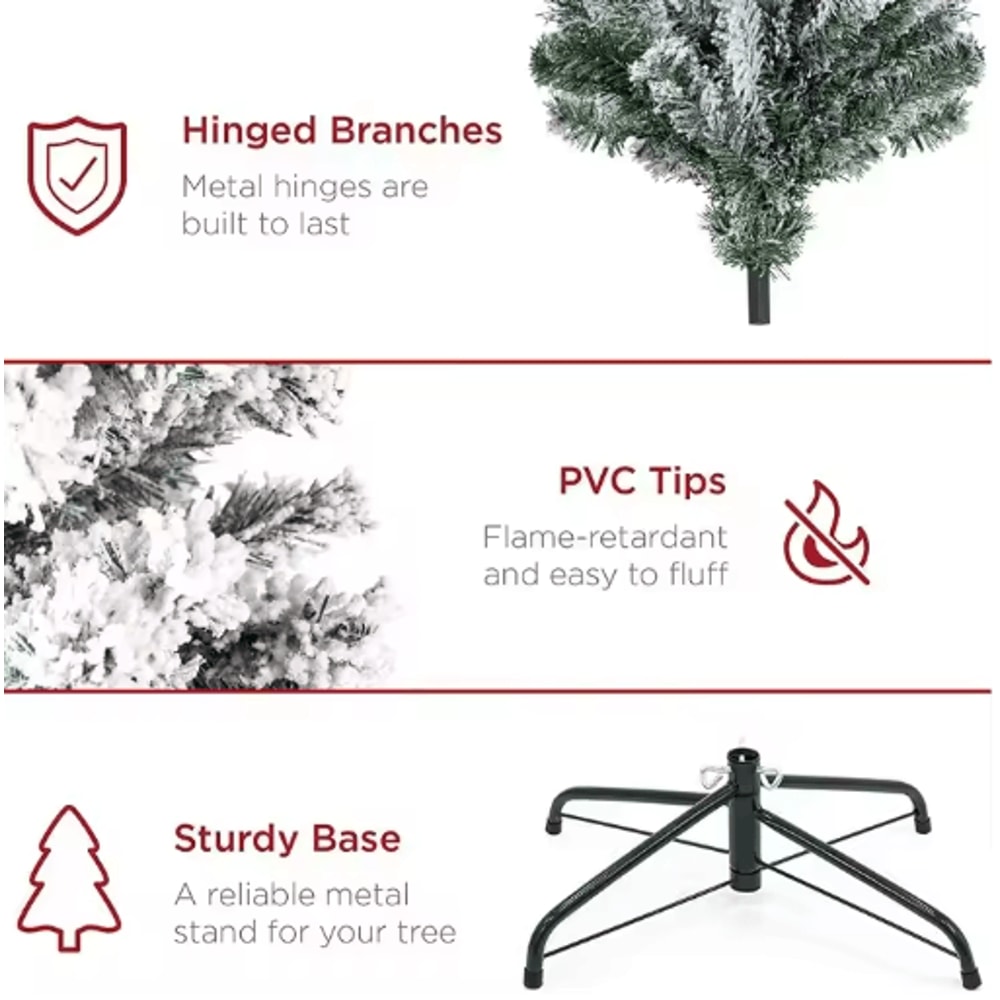 White Flocked PVC Christmas Tree Realistic Snow Effect Artificial Pine For Festive Displays 7