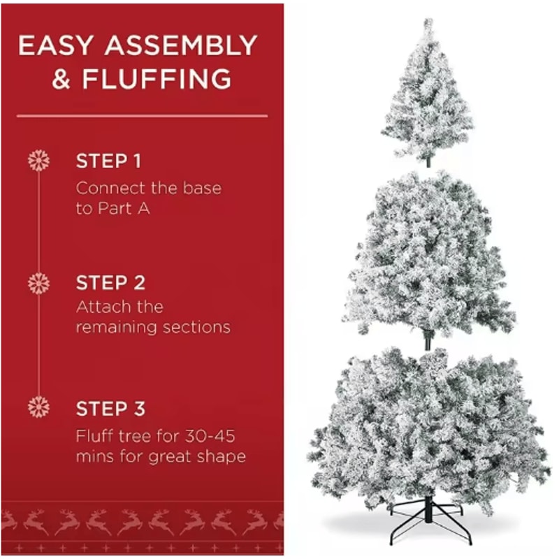 White Flocked PVC Christmas Tree Realistic Snow Effect Artificial Pine For Festive Displays 8