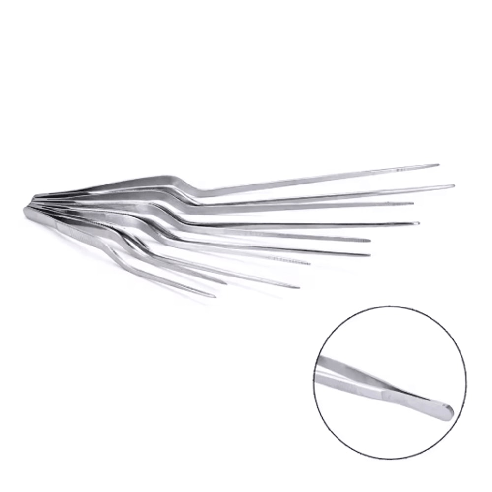 Surgical Ear Forceps Dressing Tweezers Curved Toothed ENT Medical Instrument 6