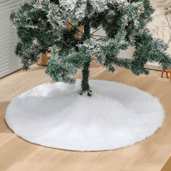 150cm white plush christmas tree skirt faux fur snowflake holiday tree mat