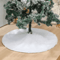 150cm White Plush Christmas Tree Skirt Faux Fur Snowflake Holiday Tree Mat 0