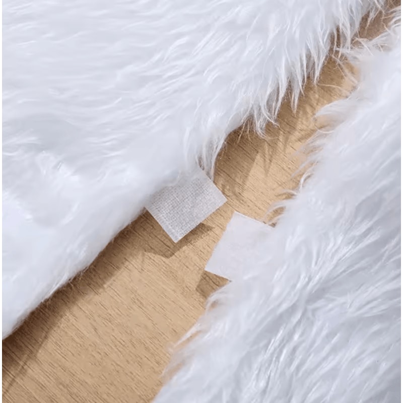 150cm White Plush Christmas Tree Skirt Faux Fur Snowflake Holiday Tree Mat 2