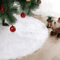150cm White Plush Christmas Tree Skirt Faux Fur Snowflake Holiday Tree Mat 4