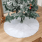 150cm White Plush Christmas Tree Skirt Faux Fur Snowflake Holiday Tree Mat 5