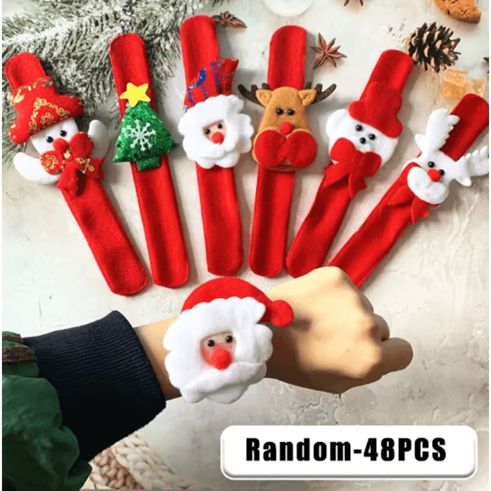 Festive Plush Santa Sleigh Snap Bracelet Light Up Christmas Wristband For Kids 2