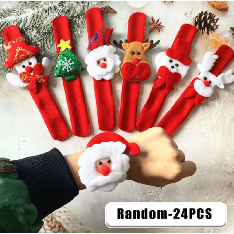 Festive Plush Santa Sleigh Snap Bracelet Light Up Christmas Wristband For Kids 3