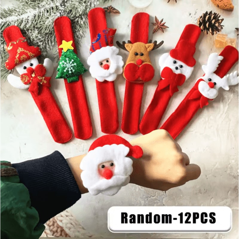 Festive Plush Santa Sleigh Snap Bracelet Light Up Christmas Wristband For Kids 4