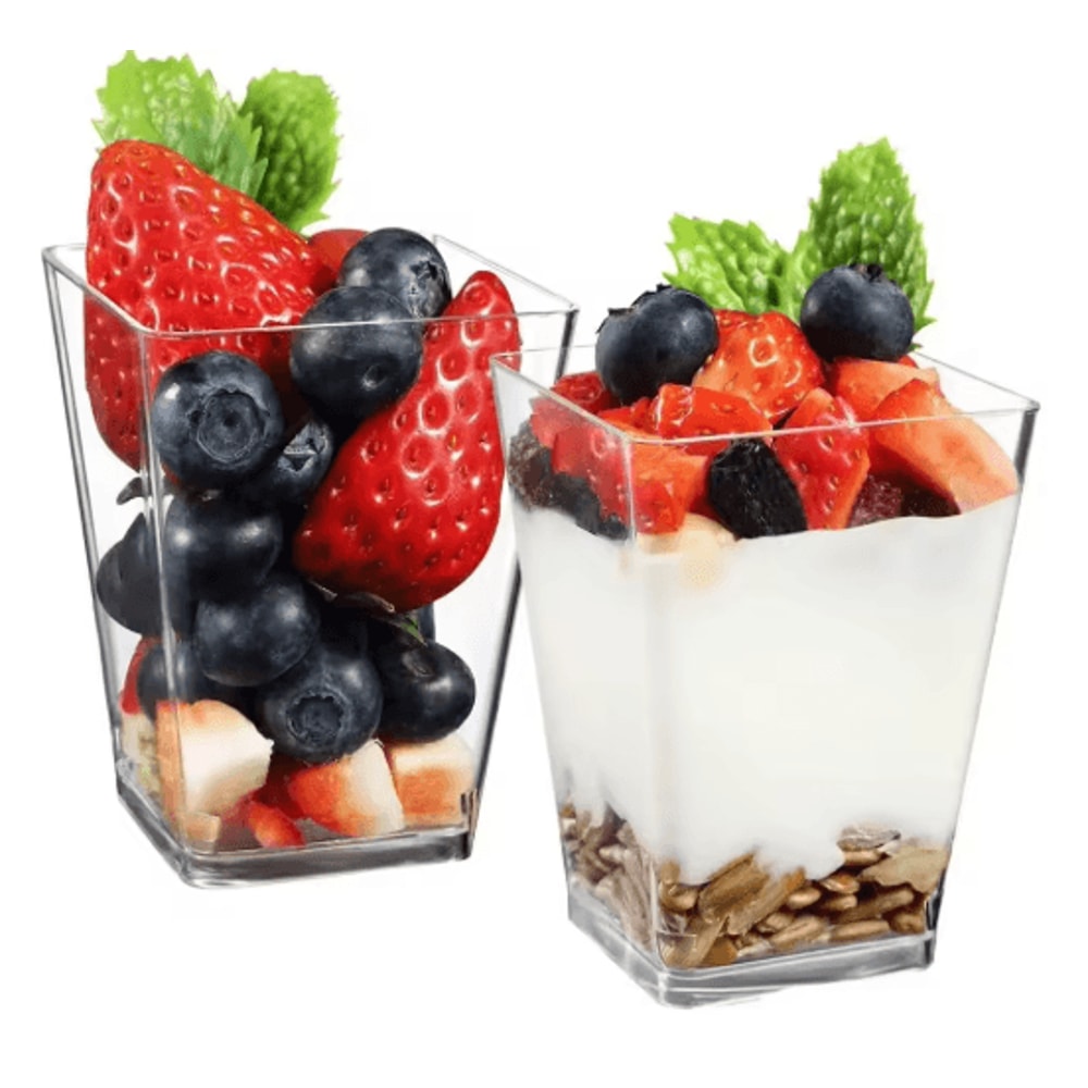 50pcs Disposable Ladder Shaped Dessert Cups Clear Plastic Mousse Pudding Cups 5