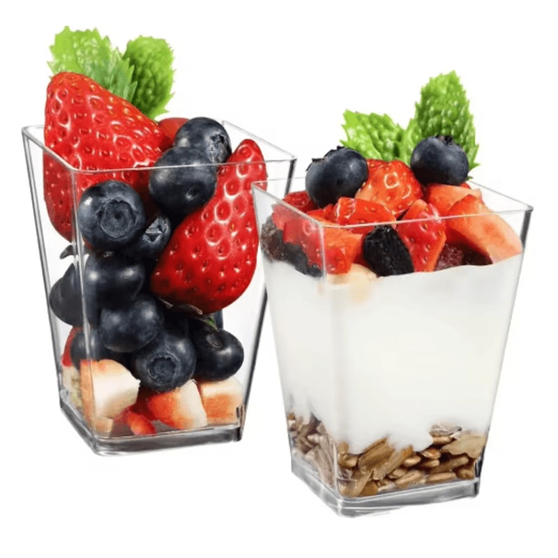 50pcs Disposable Ladder Shaped Dessert Cups Clear Plastic Mousse Pudding Cups 5