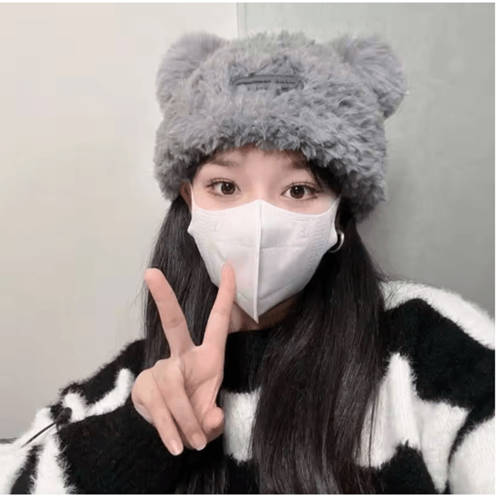 Oversized Fluffy Bear Hat Chunky Knit Fleece Lined Winter Beanie For Women 5