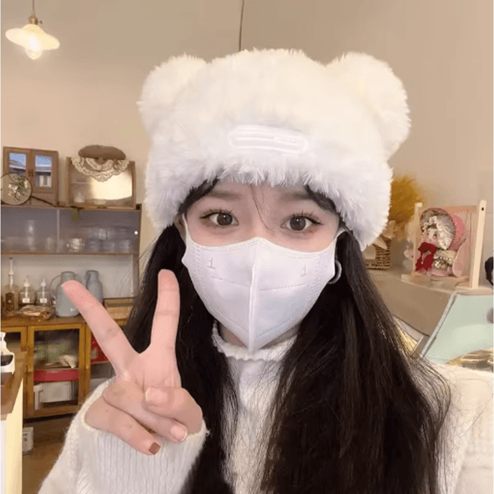 Oversized Fluffy Bear Hat Chunky Knit Fleece Lined Winter Beanie For Women 8