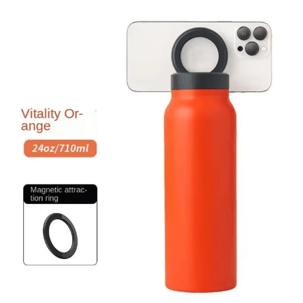 Insulated Sports Water Bottle With Magnetic Phone Holder And Built In Stand 3
