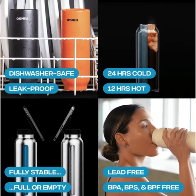 Insulated Sports Water Bottle With Magnetic Phone Holder And Built In Stand 5