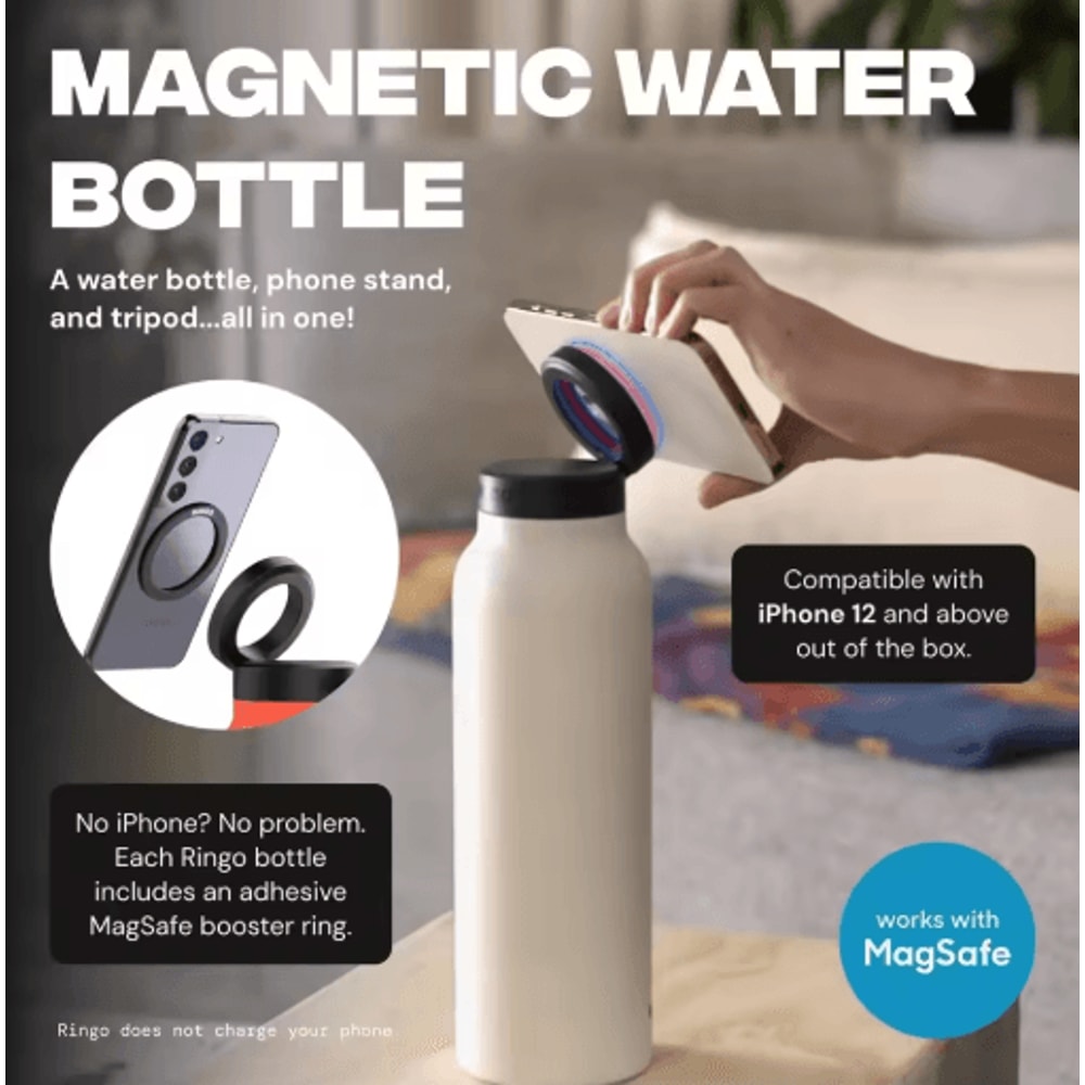 Insulated Sports Water Bottle With Magnetic Phone Holder And Built In Stand 7