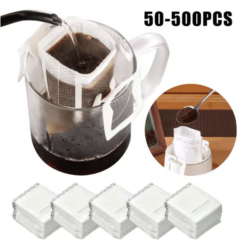 Fast Flow Hanging Ear Coffee Filter Bags Disposable Espresso Tea Brewing Paper 50 500PCS 0