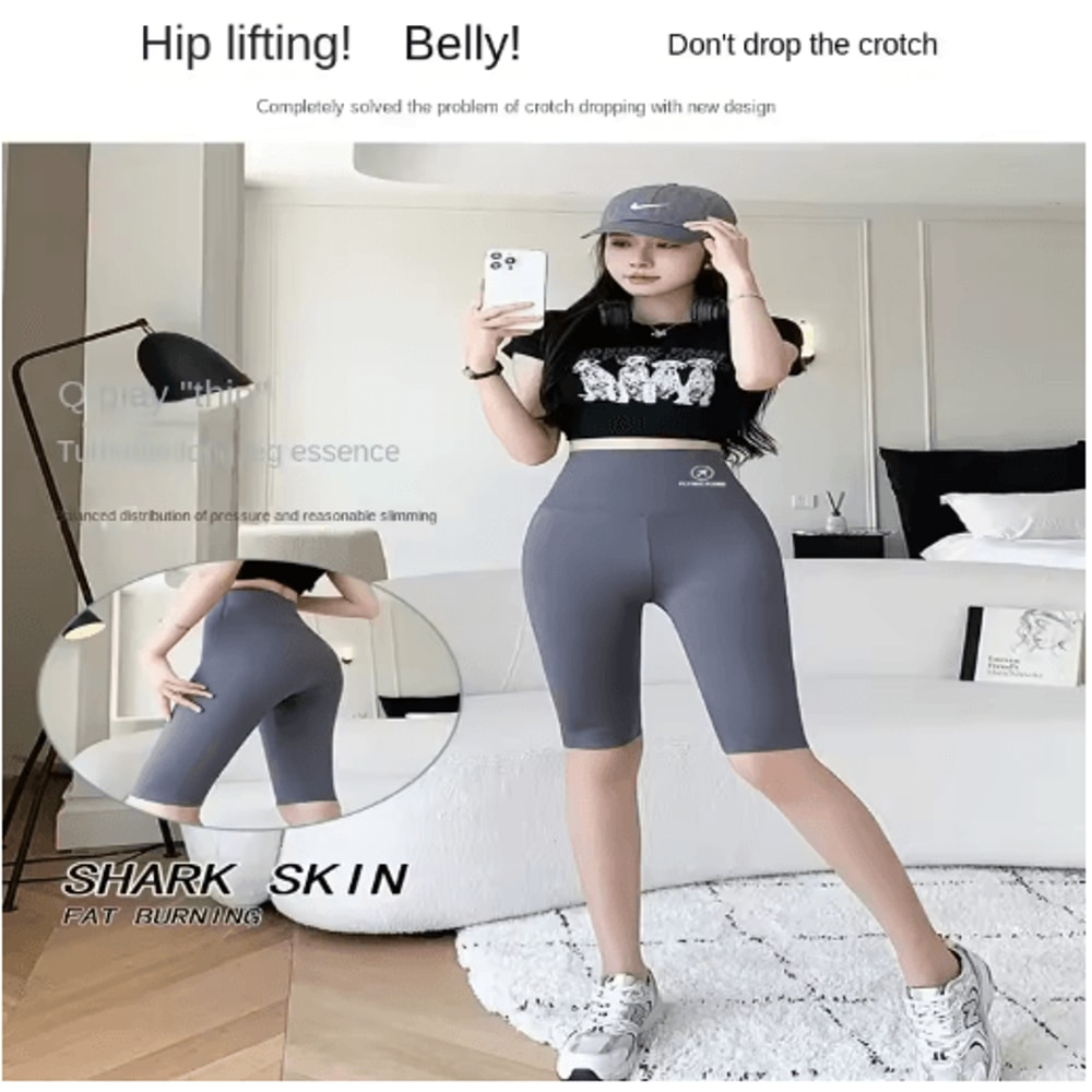 High Waisted Yoga Shorts For Women Tummy Control Butt Lifting Workout Tights 8