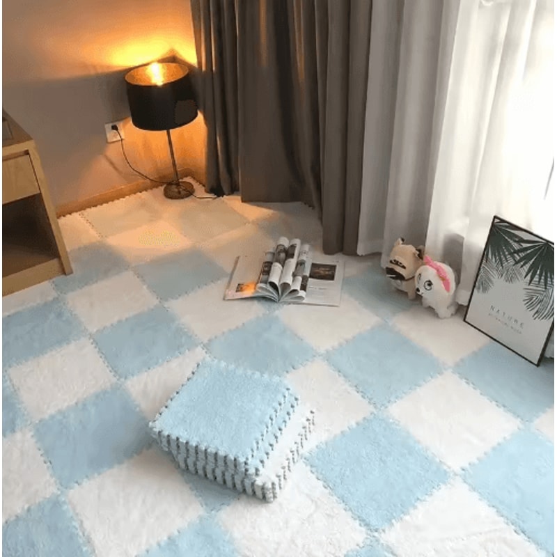 30 30cm Plush Puzzle Floor Mat Soft Interlocking Foam Play Mat For Kids 1