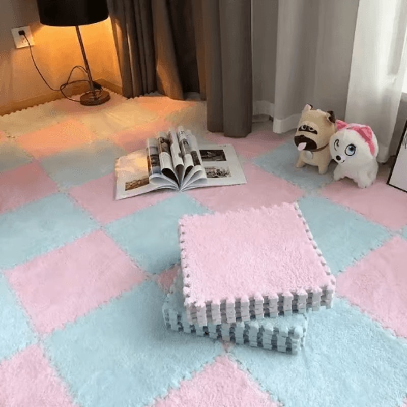 30 30cm Plush Puzzle Floor Mat Soft Interlocking Foam Play Mat For Kids 4