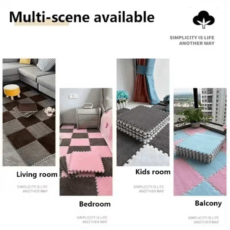 30 30cm Plush Puzzle Floor Mat Soft Interlocking Foam Play Mat For Kids 0