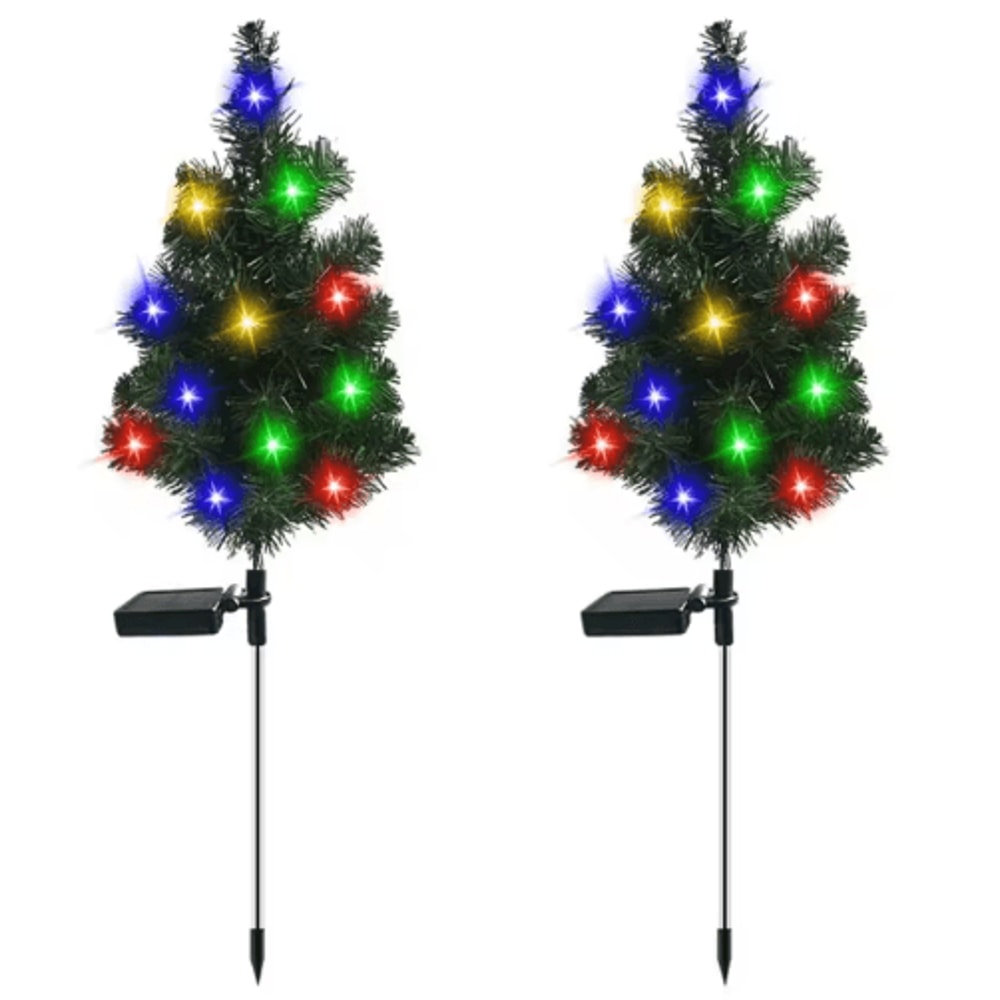 Waterproof Solar Christmas Tree Lights Snowman Window Clings Outdoor Decor 1