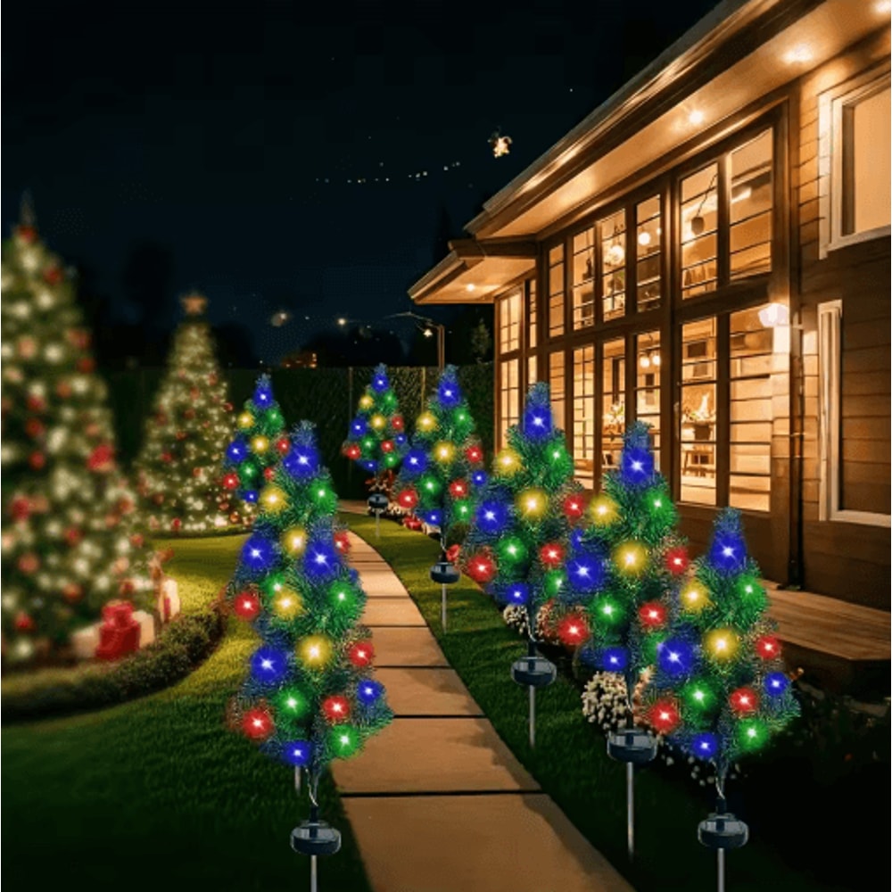Waterproof Solar Christmas Tree Lights Snowman Window Clings Outdoor Decor 5